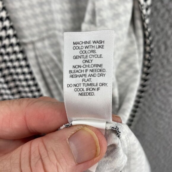 J Jill Sweater Womens Small Black Houndstooth Wearever Cardigan 3/4 Sleeves Knit - Picture 7 of 10